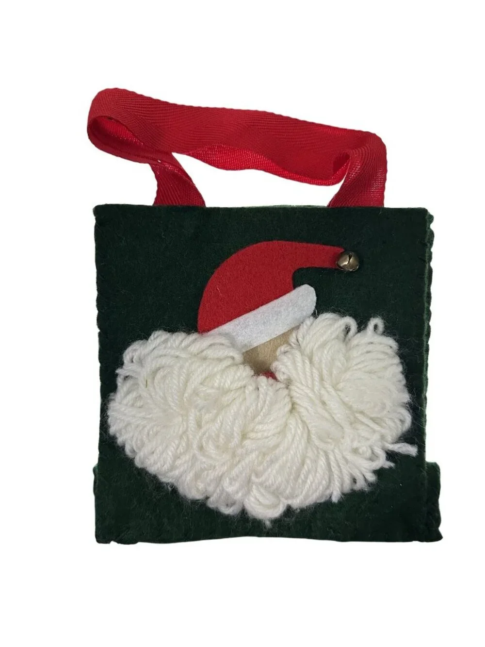 Santa Clause Felt Gift Bag Christmas Tote Holiday Present Handmade Apprx 6